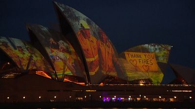 Iconic Sydney Opera House lights up sails in tribute to firefighters