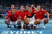 La nazionale serba, vincitrice della prima edizione della ATP Cup. 