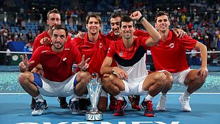 La nazionale serba, vincitrice della prima edizione della ATP Cup.