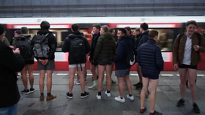 Europeans drop their trousers on public transport for annual event