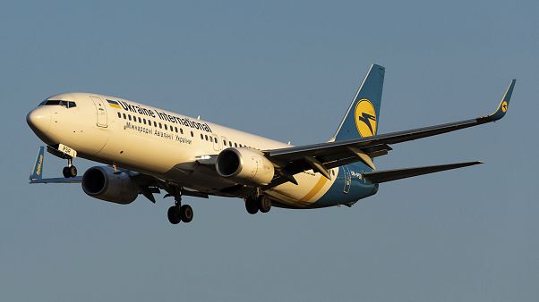 FILE - In this file photo taken on Friday, Sept. 13, 2019, showing the actual Ukrainian Boeing 737-800 UR-PSR plane that crashed Wednesday Jan. 8, 2020 FILE - In this file photo taken on Friday, Sept. 13, 2019, showing the actual Ukrainian Boeing 737-800 UR-PSR plane that crashed Wednesday Jan. 8, 2020