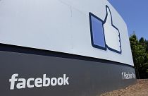 FILE - This July 16, 2013 file photo shows a sign at Facebook headquarters in Menlo Park, California