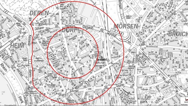 The authorities in Dusseldorf warned people to leave the area after the bomb was discovered The authorities in Dusseldorf warned people to leave the area after the bomb was discovered