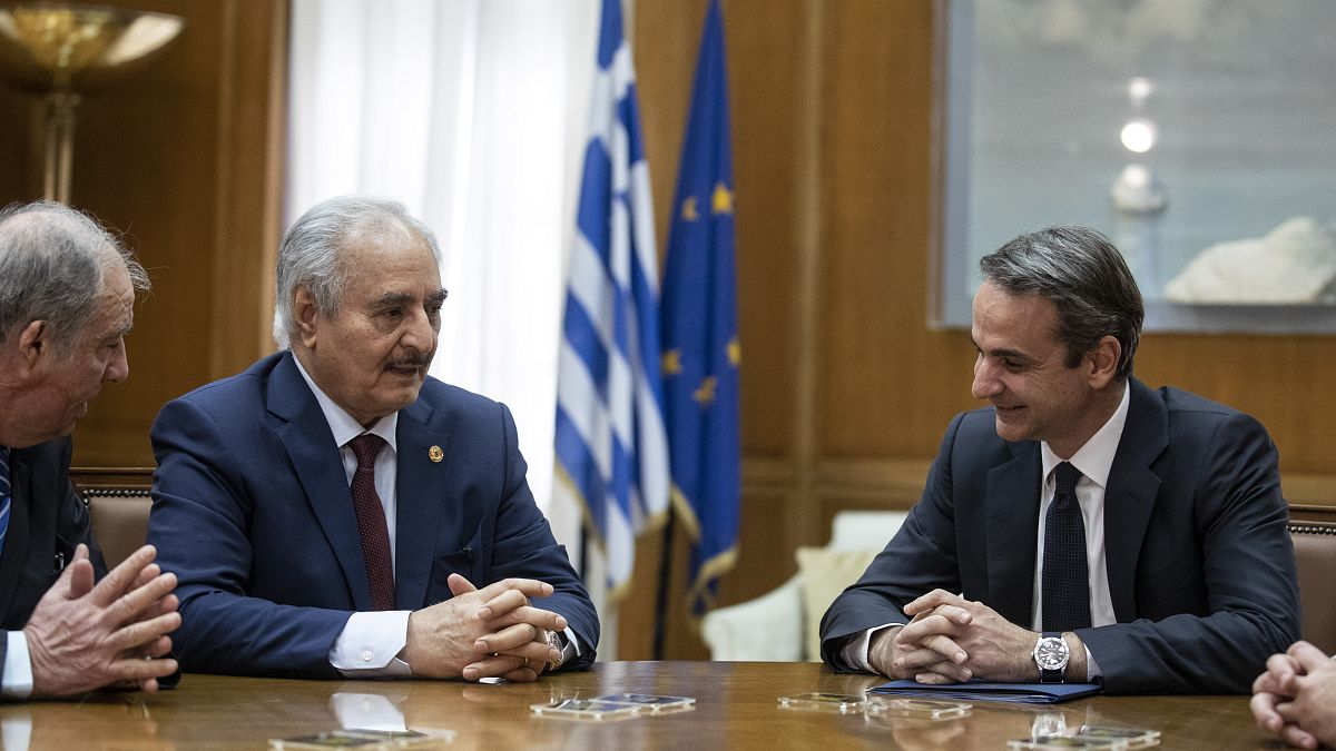 General Halife Hafter ve Yunanistan Başbakanı Kyriakos Mitsotakis