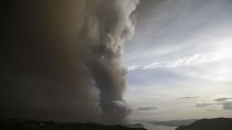 Taal Volcano spews ash as it erupts Sunday Jan. 12, 2020, in Tagayta.