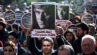 Hrant Dink cinayetinin yıl dönümünde İstanbul'da düzenlenen bir eylem, 19 Ocak 2015