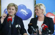 Erna Solberg (left) to lead a minority government after Siv Jensen's (right) Progress Party quits coalition