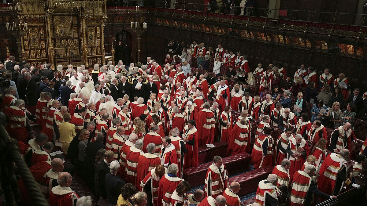 Archive image: Members of the House of Lords and guests in the chamber ahead of the State Opening of Parliament by Queen Elizabeth II, in London. 19 December 2019.
