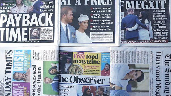 The front pages of London’s Sunday newspapers are displayed in London, Sunday, Jan. 19, 2020.(AP Photo/Frank Augstein) The front pages of London’s Sunday newspapers are displayed in London, Sunday, Jan. 19, 2020.(AP Photo/Frank Augstein)