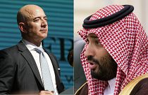 Jeff Bezos, CEO of Amazon (L), Saudi Arabia's Crown Prince Mohammed bin Salman (R)