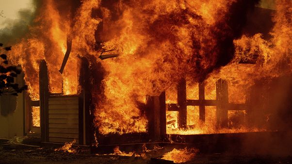 Buschfeuer in Australien zerstören ein Haus Buschfeuer in Australien zerstören ein Haus