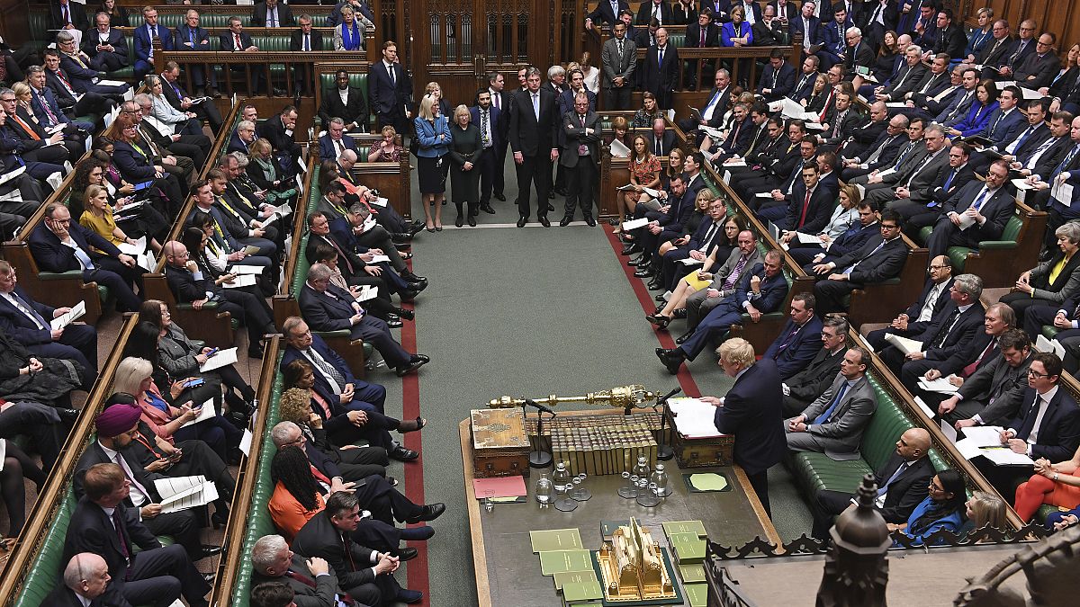 UK Prime Minister Boris Johnson addresses the House of Commons, January 15, 2020.