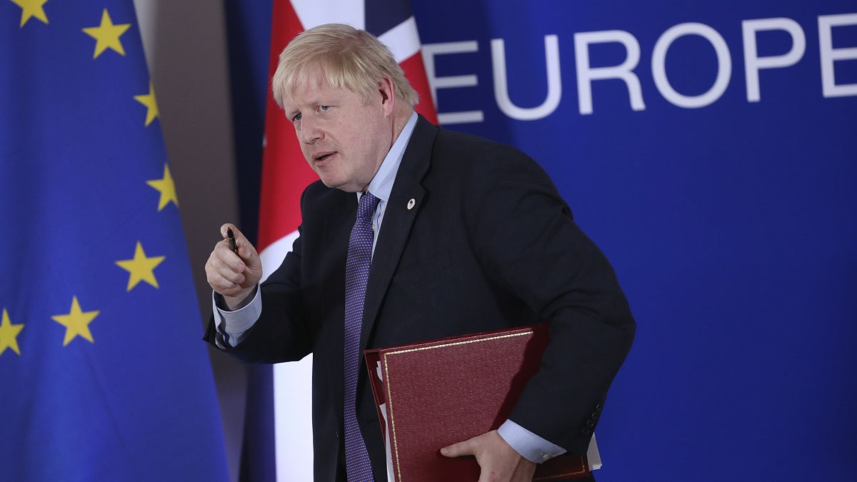 British Prime Minister Boris Johnson at an EU summit in Brussels, Oct. 17, 2019.