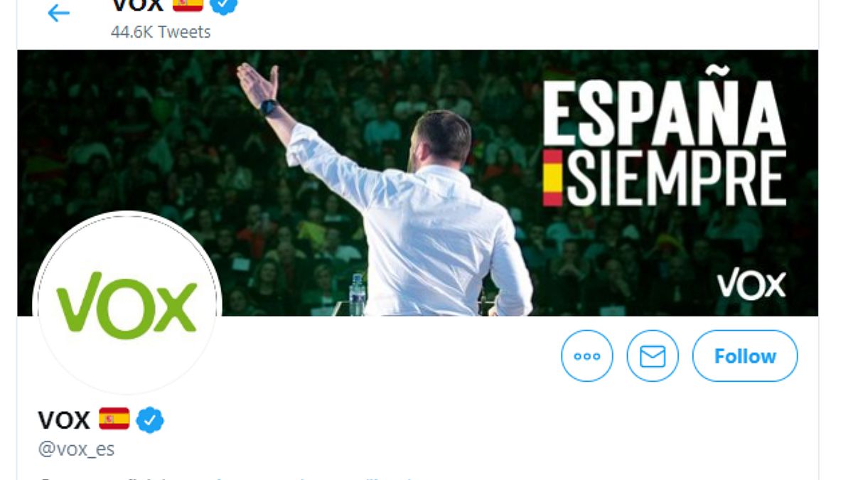 Portada de la cuenta del partido de la ultraderecha de España Vox