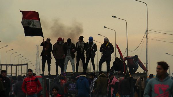 Irak'ın başkenti Bağdat'ta 22 Ocak'ta düzenlenen ABD karşıtı gösteriden Irak'ın başkenti Bağdat'ta 22 Ocak'ta düzenlenen ABD karşıtı gösteriden