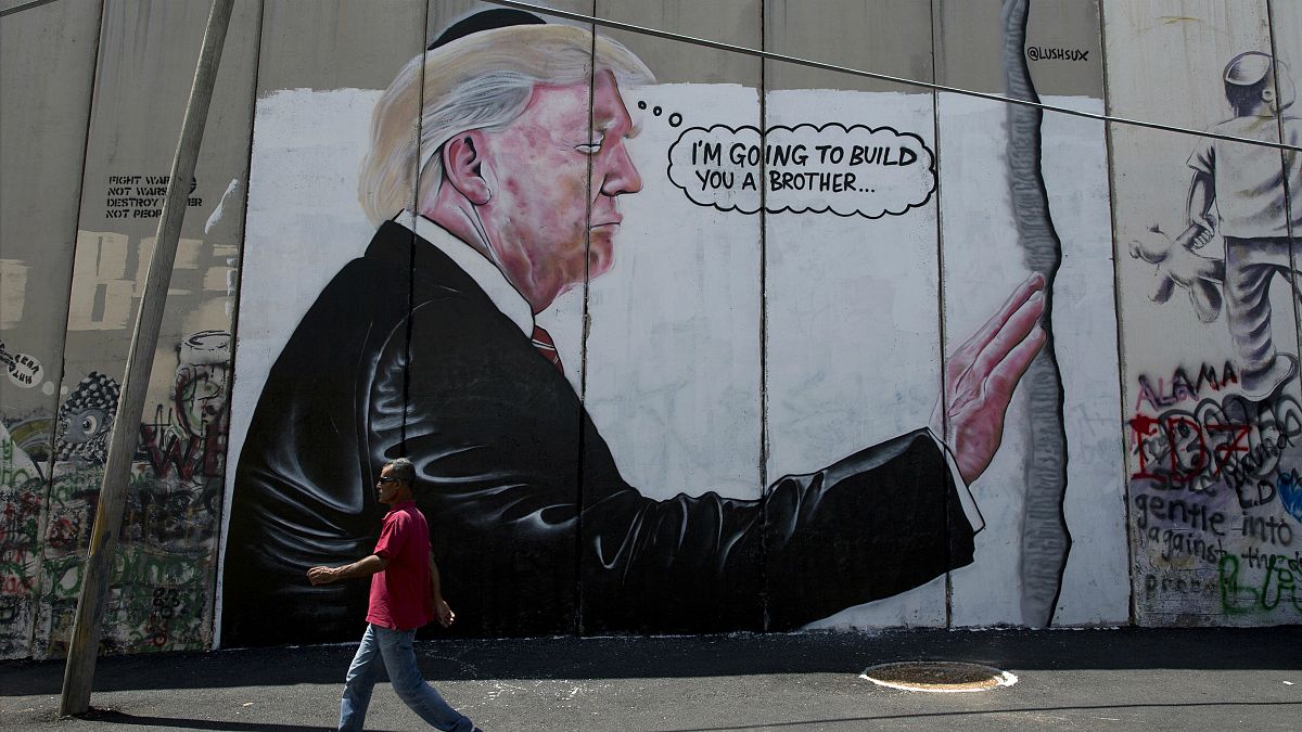 کاریکاتوری از دونالد ترامپ بر دیواری در بیت‌الحم