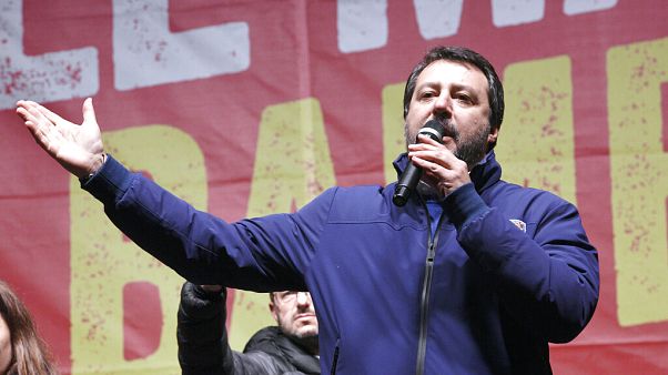 Matteo Salvini of the League speaks to supporters during a campaign event in Bibbiano, Emilia-Romagna, Italy, on Thursday, 23 January Matteo Salvini of the League speaks to supporters during a campaign event in Bibbiano, Emilia-Romagna, Italy, on Thursday, 23 January