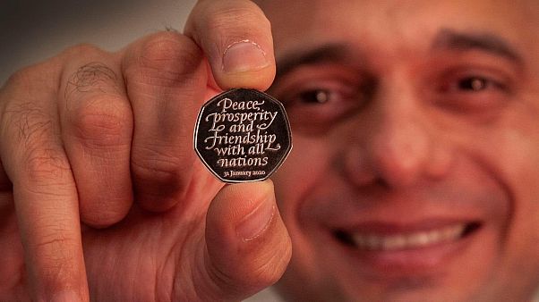 Sajid Javid was given the very first batch of Brexit coins one of which he will present to the Prime Minister this week. Sajid Javid was given the very first batch of Brexit coins one of which he will present to the Prime Minister this week.