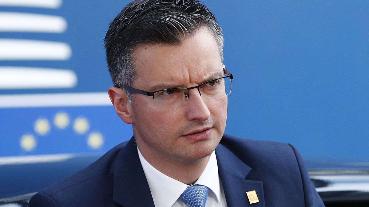Slovenian Prime Minister Marjan Sarec in Brussels, Sunday, June 30, 2019.