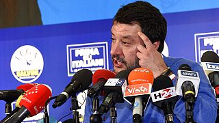 Foto Stefano Cavicchi / Matteo Salvini durante la conferenza stampa per commentare i dati elettorali