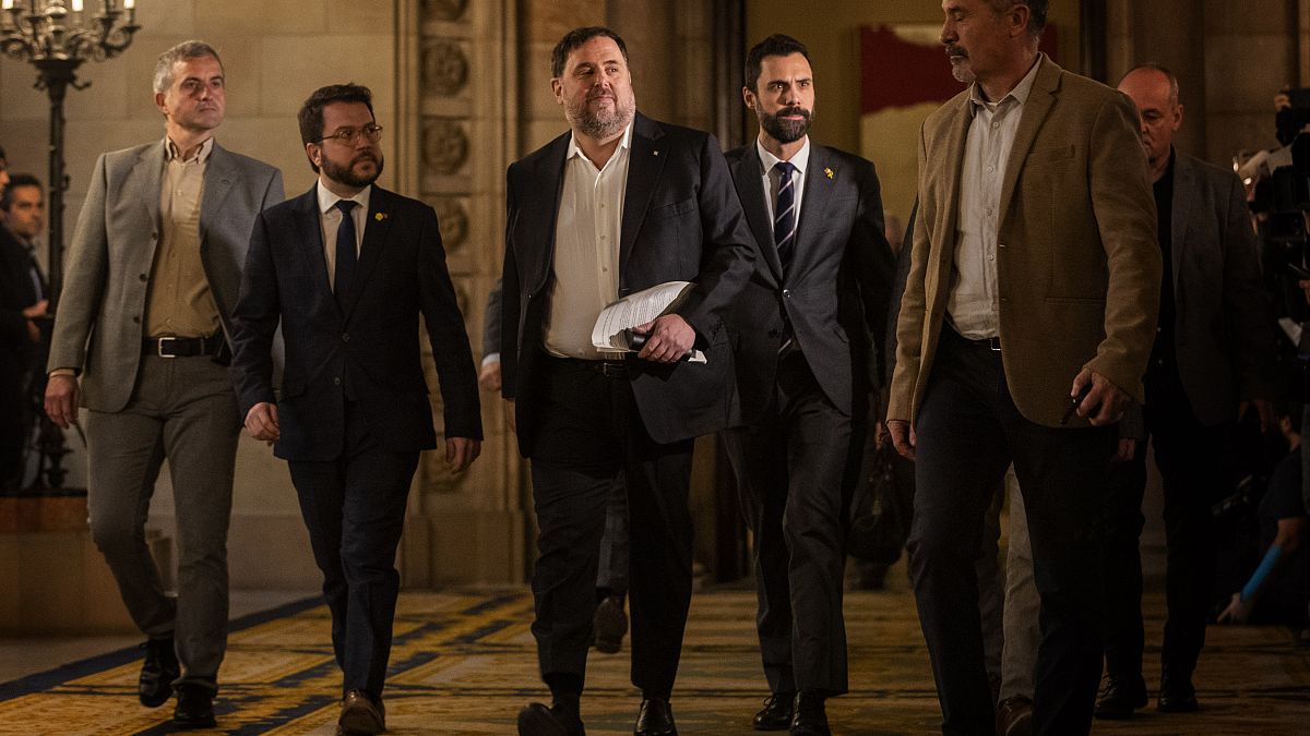Oriol Junqueras llega al parlamento de Cataluña