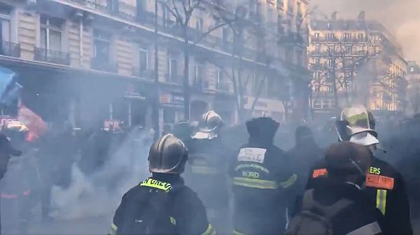 Tear gas was fired to disperse the protest Tear gas was fired to disperse the protest