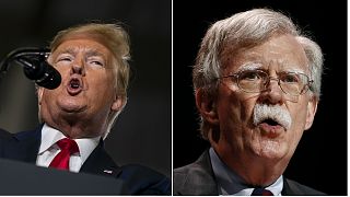 A new book written by John Bolton (right) is said to reveal information that could harm Donald Trump's (left) impeachment defence