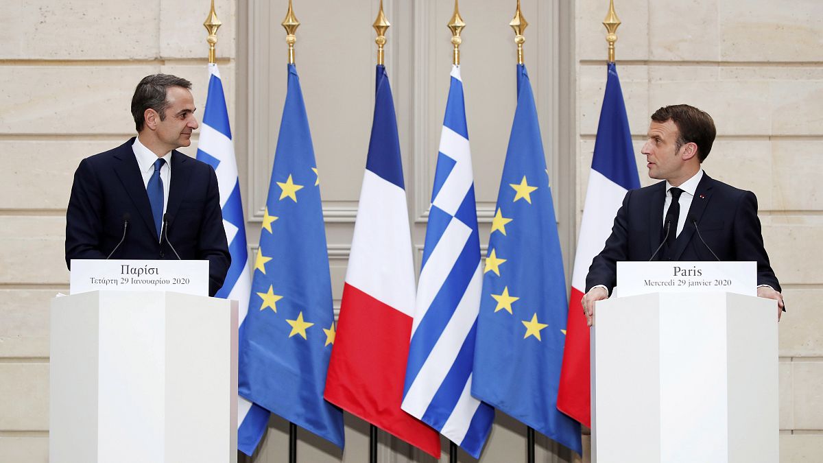 Yunanistan Başbakanı Kiryakos Miçotakis ve Fransa Cumhurbaşkanı Emmanuel Macron