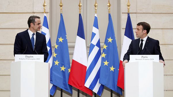 Yunanistan Başbakanı Kiryakos Miçotakis ve Fransa Cumhurbaşkanı Emmanuel Macron Yunanistan Başbakanı Kiryakos Miçotakis ve Fransa Cumhurbaşkanı Emmanuel Macron