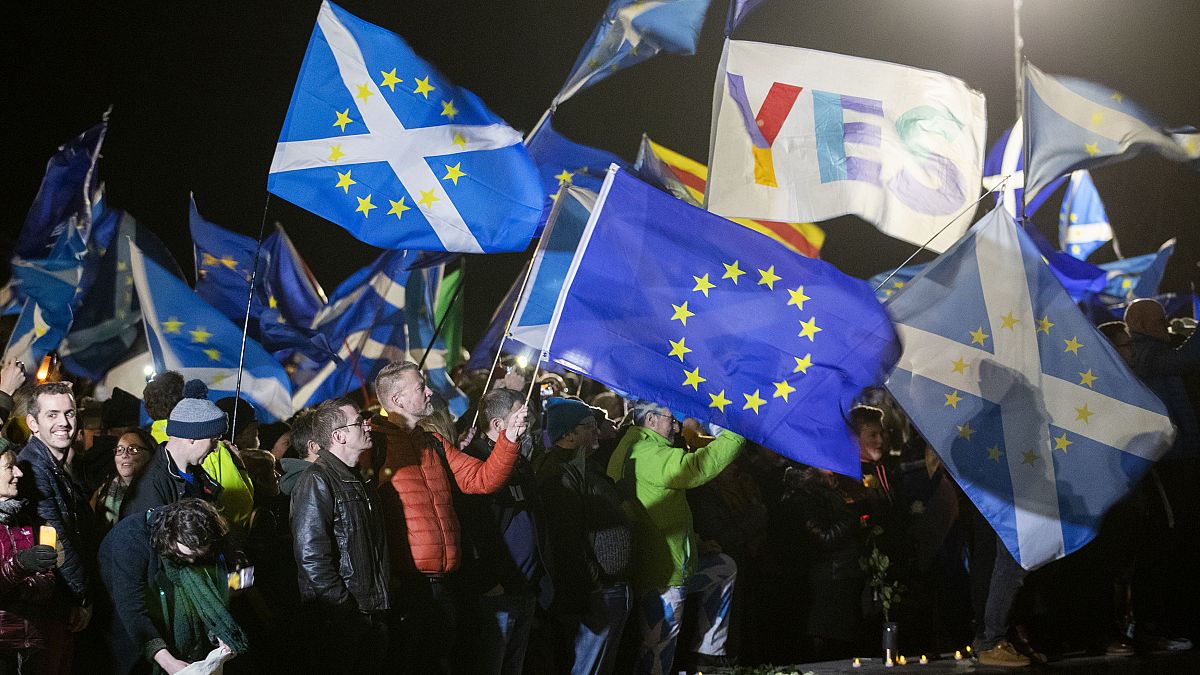 Pro-European supporters outside the Scottish Parliament in Edinburgh