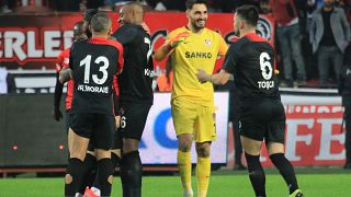 Süper Lig'in 20. haftasında Gaziantep FK, Demir Grup Sivasspor ile karşılaştı. Gaziantep FK oyuncuları gol sevinci yaşadı. ( Adsız Günebakan - Anadolu Ajansı )