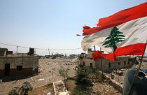 علم لبناني في بلدة الخيام جنوب لبنان.