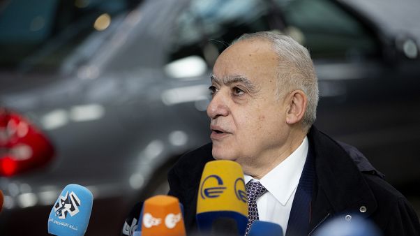 غسان سلامة، المبعوث الأممي إلى ليبيا في مؤتمر صحافي في كانون الثاني/يناير 2020 غسان سلامة، المبعوث الأممي إلى ليبيا في مؤتمر صحافي في كانون الثاني/يناير 2020