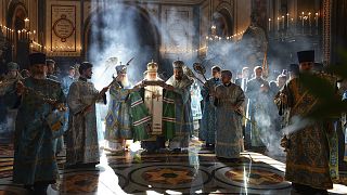 قداس في كاتدرائية المسيح المخلص في موسكو