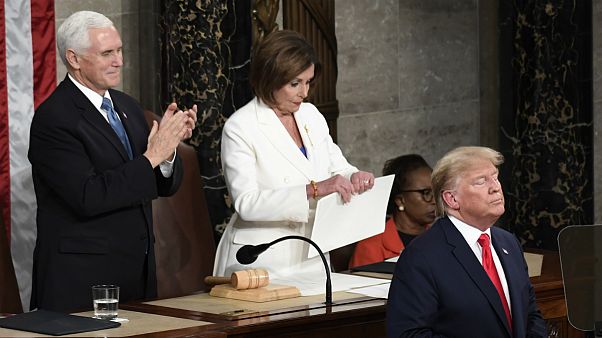 O final do discurso marcou a sessão do Estado da Nação de Donald Trump O final do discurso marcou a sessão do Estado da Nação de Donald Trump