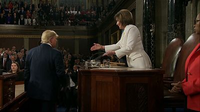 Donald Trump declines to shake Nancy Pelosi's hand before State of the Union