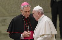 Wednesday, Jan. 15, 2020 - Pope Francis talks with Papal Household Archbishop Georg Gaenswein