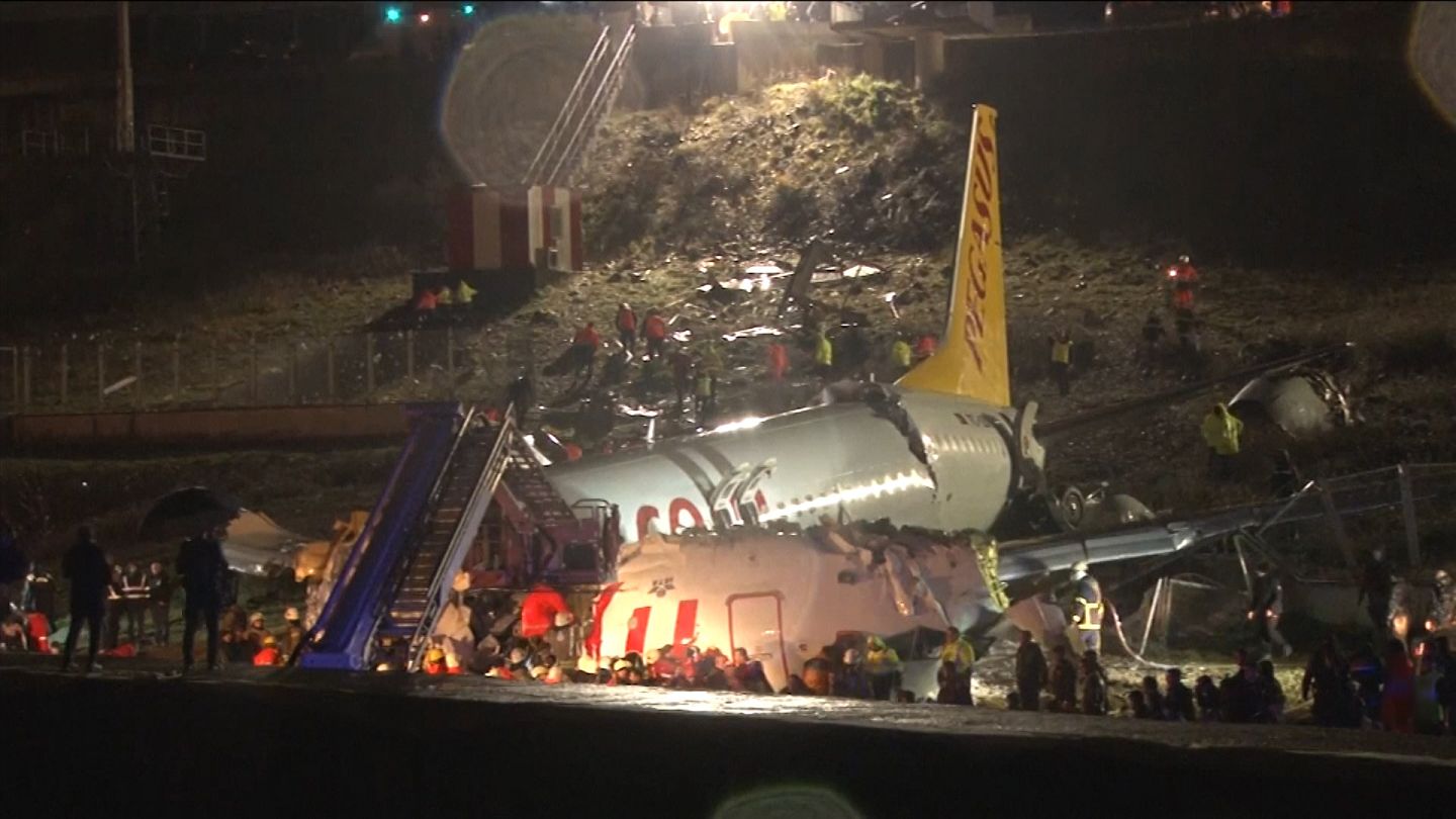 Video Captures Moment Plane Skids Off Runway In Istanbul Euronews