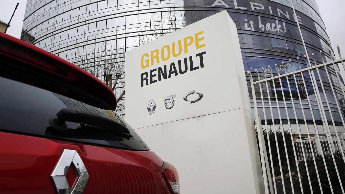 FILE PHOTO: Thursday, Jan. 24, 2019  -  A Renault car is parked outside the French carmaker headquarters in Boulogne-Billancourt, outside Paris, France.  