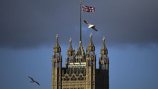 The Victoria Tower stands in Westminster, in London, Saturday, Feb. 1, 2020