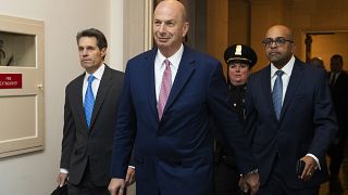 U.S. Ambassador to the European Union Gordon Sondland, center, arrives to testify before the House Intelligence Committee on Capitol Hill, Wednesday, Nov. 20, 2019