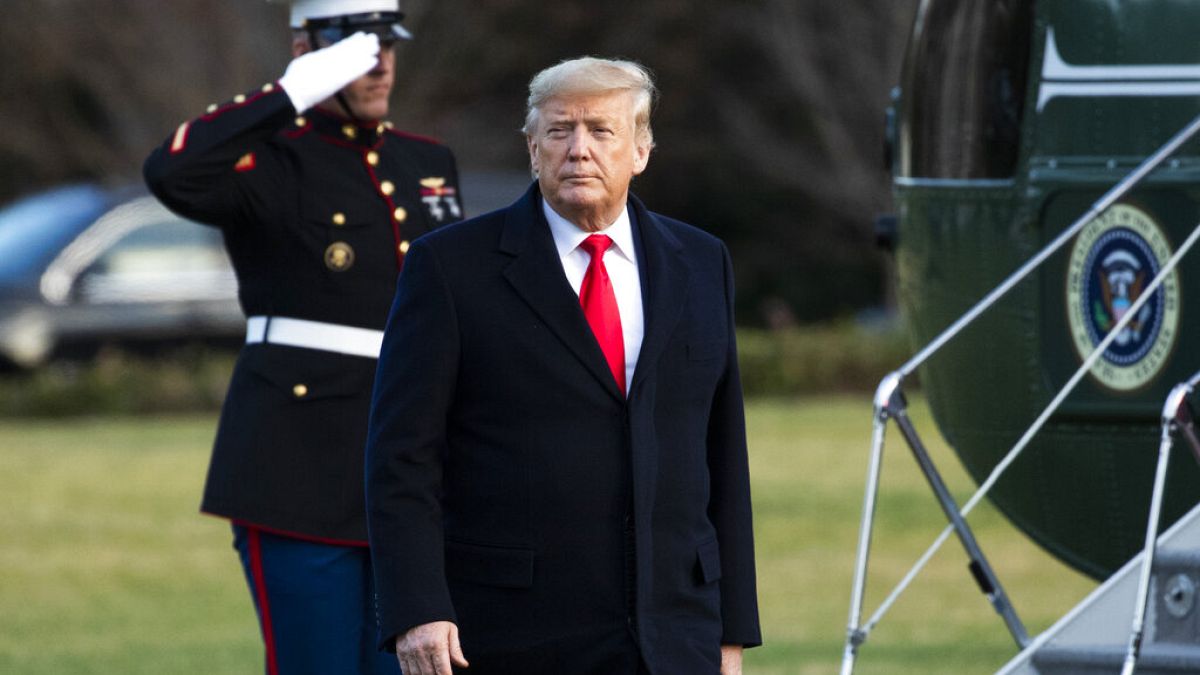 President Donald Trump arrives back to the White House, Friday, Feb. 7, 2020, in Washington, from a trip to Charlotte, N.C.    (AP Photo/Manuel Balce Ceneta)    
