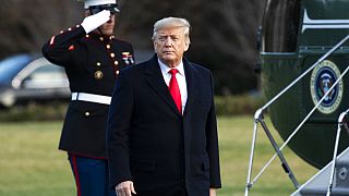 President Donald Trump arrives back to the White House, Friday, Feb. 7, 2020, in Washington, from a trip to Charlotte, N.C.    (AP Photo/Manuel Balce Ceneta)