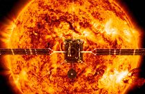 Solar Orbiter vor der Sonne, Symbolbild