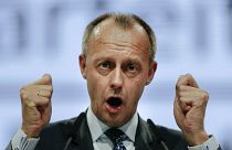 (December 7, 2018) Friedrich Merz, a-then candidate for the CDU's chairmanship, delivers his speech during the party convention in Hamburg, Germany