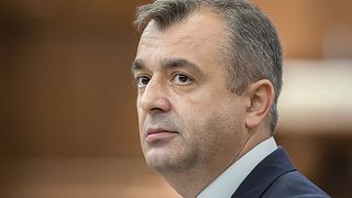 Prime Minister designate Ion Chicu, attends a parliament session in Chisinau, Moldova, Thursday, Nov. 14, 2019