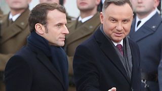 Presidente polaco Andrzej Duda recebe Presidente francês Emmanuel Macron em Varsóvia