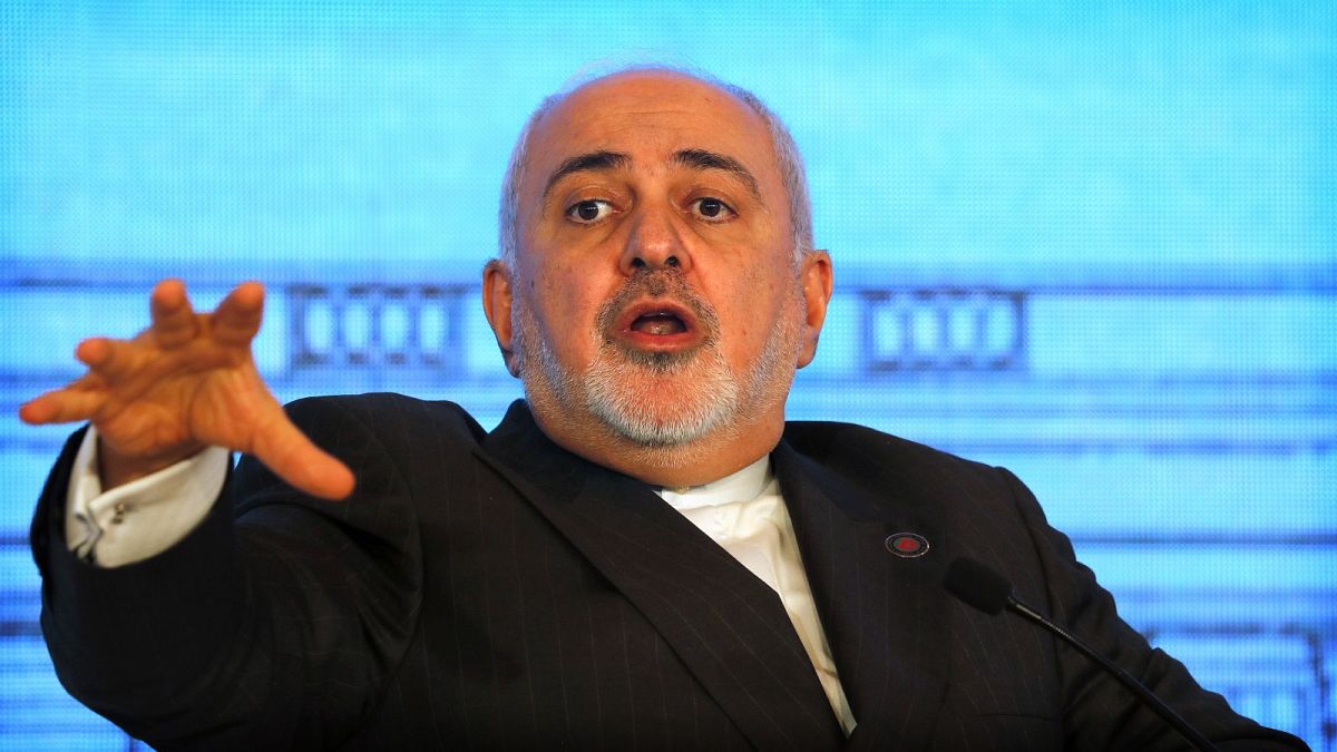 Iranian Foreign Minister Mohammad Javad Zarif speaks at a global conference in New Delhi, India, Wednesday, Jan. 15, 2020