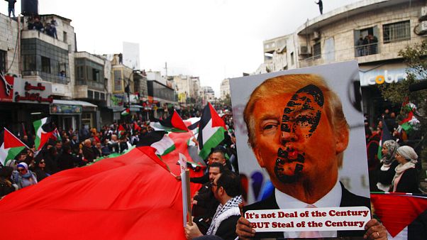 Rechazo al plan de paz de Donald Trump en las calles de Ramala Rechazo al plan de paz de Donald Trump en las calles de Ramala