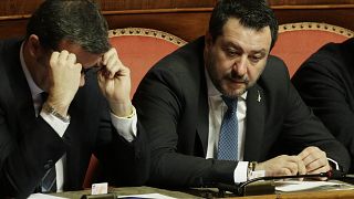(February 12, 2020) League leader Matteo Salvini attends a debate at Senate, prior to a vote on lifting his parliamentary immunity